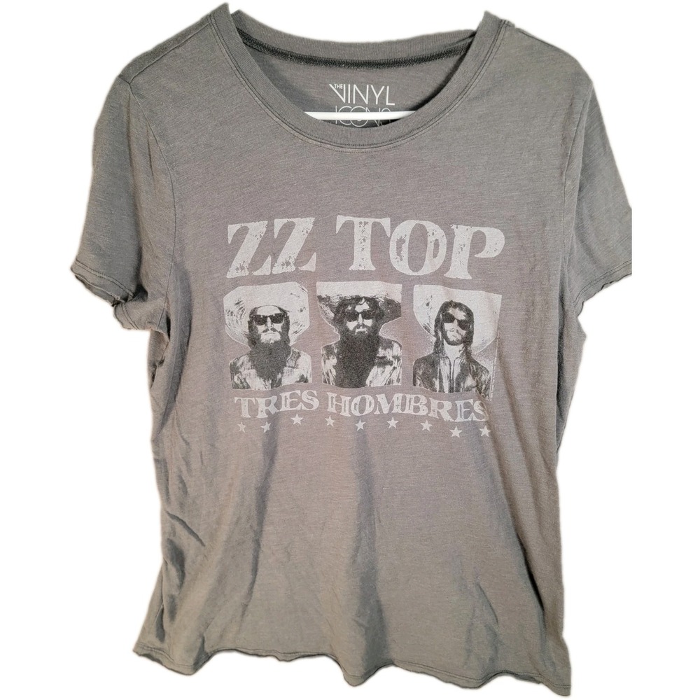 The Vinyl Icons ZZ Top Tres Hombres Torrid 1X Gray Graphic T-Shirt Band Tee